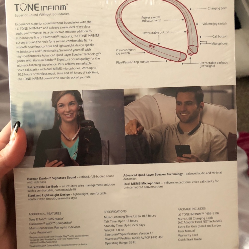 LG Tone Infinim wireless headset